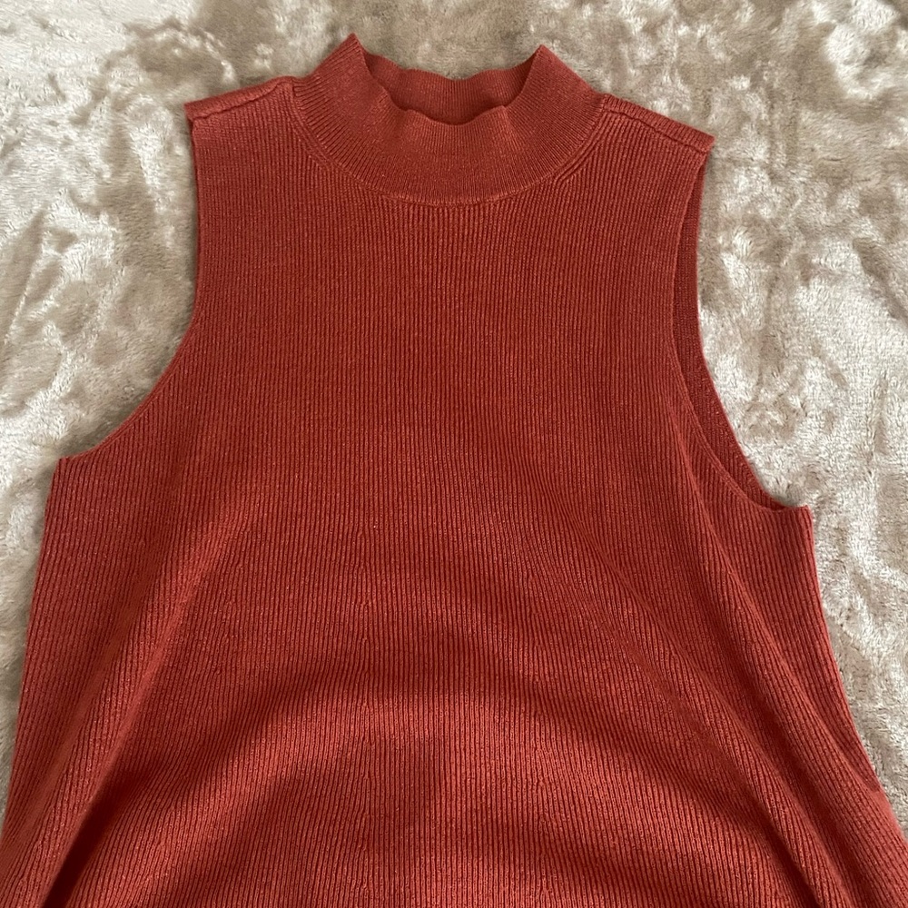 Ribbed Sleeveless Turtleneck Sweater